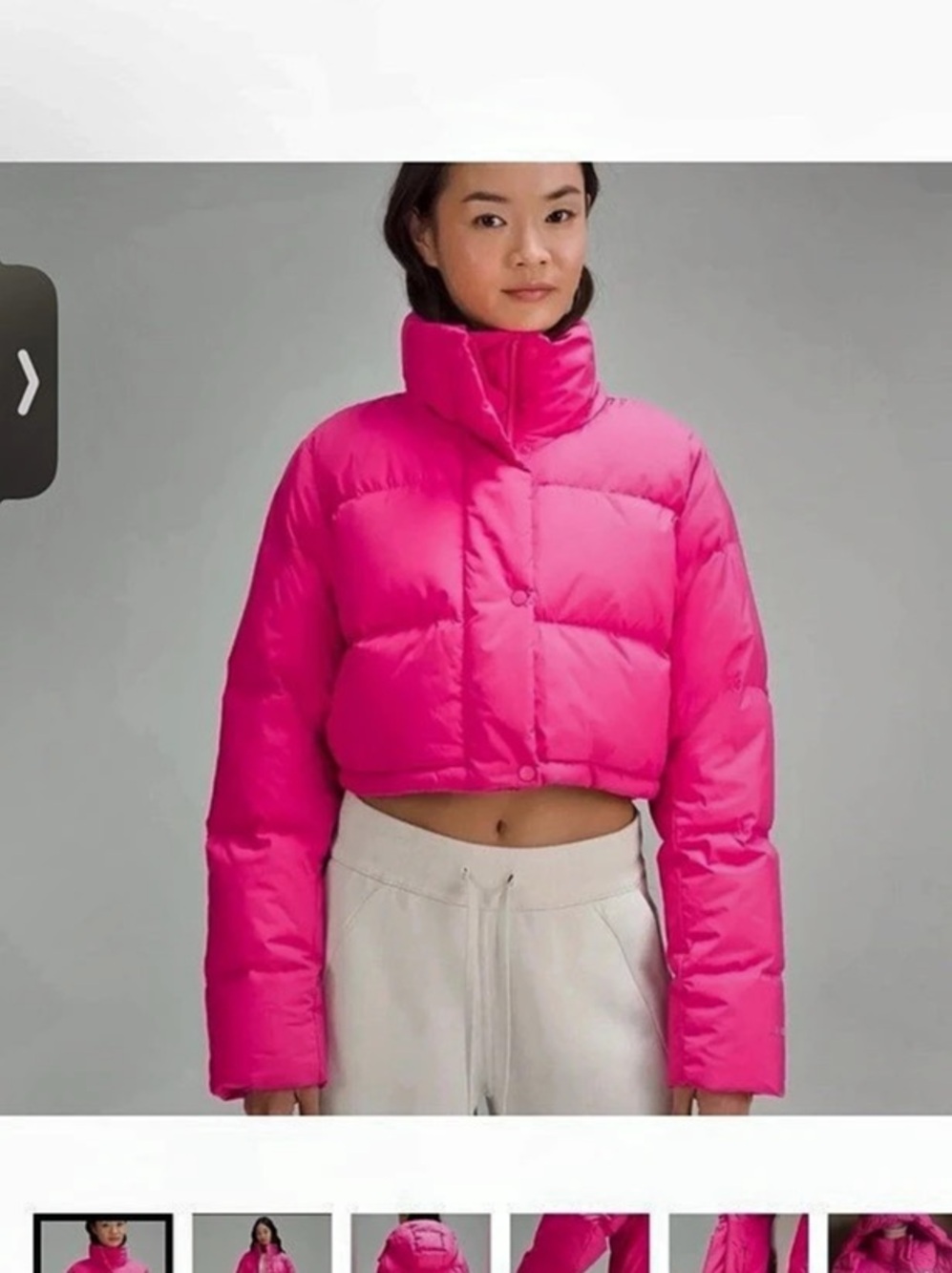 Lululemon Wunder Puff Crop Jacket Cropped Puffer Jacket in sonic pink NWT